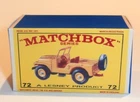 Matchbox Lesney No 72  Standard Jeep  Empty Repro E style Box