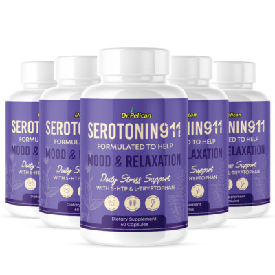 Serotonin911-5-HTP & L-Tryptophan-Mood Support- 5 Bottles-300 Capsules