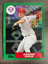 2017 Topps Silver Pack Aaron Nola #87-AN 1987 Mojo Chrome Green Refractor /150