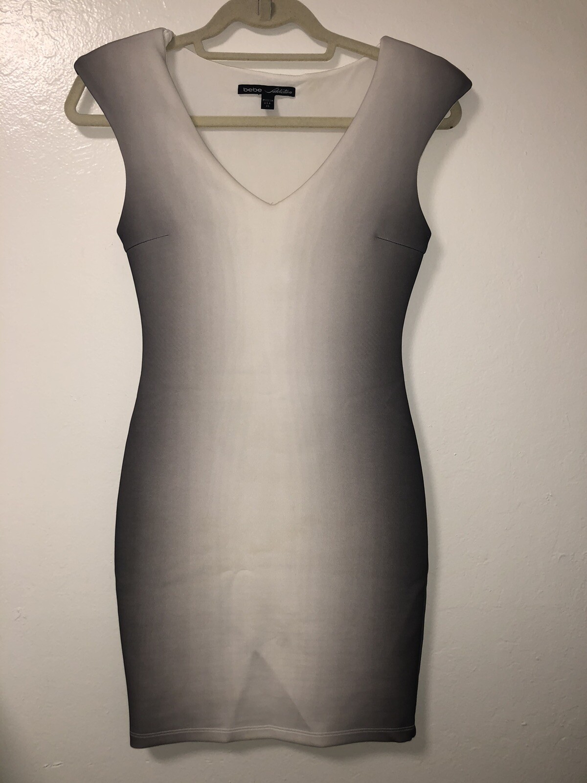 Bebe Addiction Ombre Gradient Mini Dress White Grey Gem
