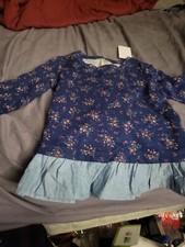 OshKosh B'gosh Girls One-Piece Floral Print Shirt and Denim Skirt 3T