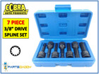 Cobra 7pc Spline Socket Bit Set 3/8" Drive M5 M6 M7 M8 M10 M12 M14 12 Point 3110