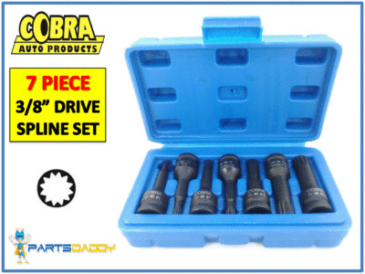 Cobra 7tlg Spline Steckschlüssel Bit Set 3/8'' Antrieb M5 M6 M7 M8 M10 M12 M14 12 Punkt 3110
