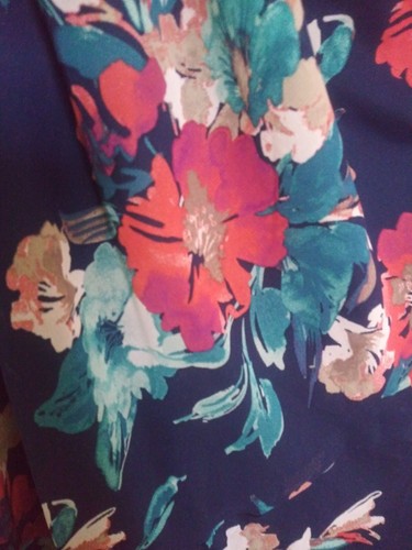 3X / 4X ~ Blue Floral Chiffon A Line Dress Bell Sleeves Layered - Imagen 3 de 7