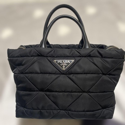 #ad PRADA PADDED RE NYLON x LEATHER BLACK QUILTING 752601 $2586.73