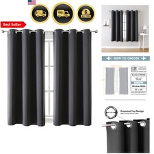 Blackout Curtains for Bedroom Living Room Thermal Insulated Dark Grey 2 Pack