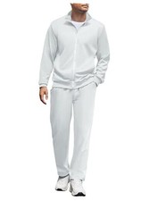 Men's Tracksuits Casual Sweatsuit 2 Piece Full Zip Athletic X-Large White