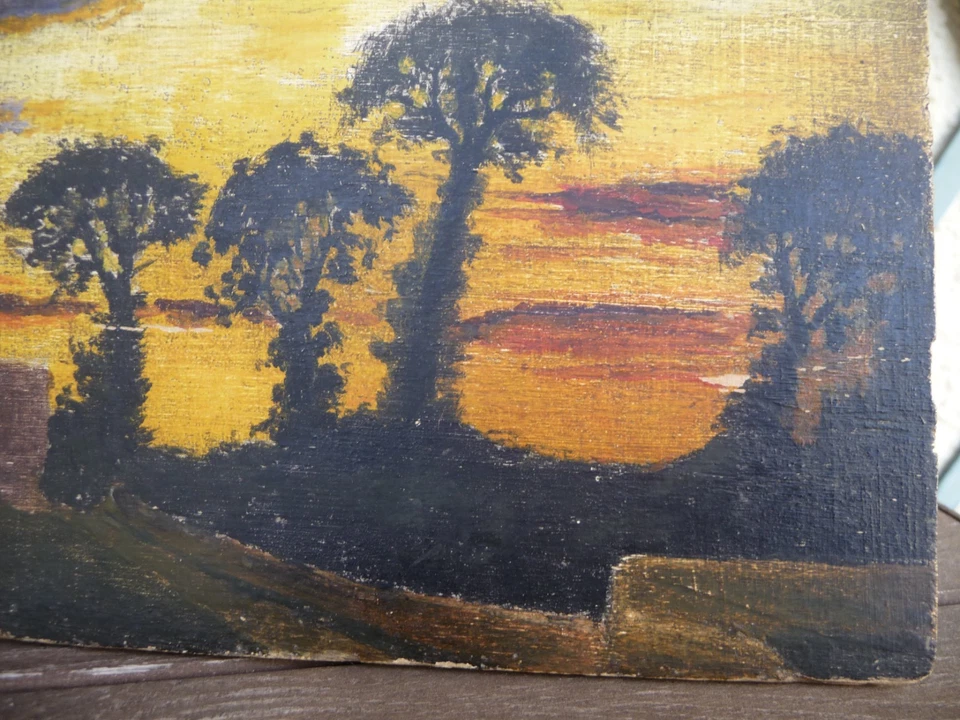 Huile Sur Panneau De Bois & Peinture paysage - Photo 2/4