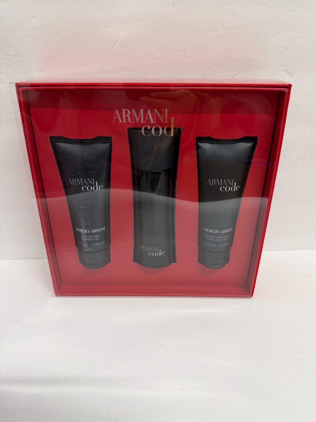 ARMANI CODE BY GIORGIO ARMANI PERFUME GIFT SET FOR MEN 3X 2.5OZ EDT, ASB, S.GEL