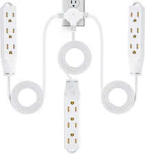 18 Ft 3-Prong Extension Cord with 9 Outlets, ETL Listed, Indoor Use, White