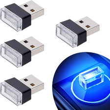 4Pcs Blue USB Car Interior Atmosphere Lamps, Universal Mini Led USB Lights for C