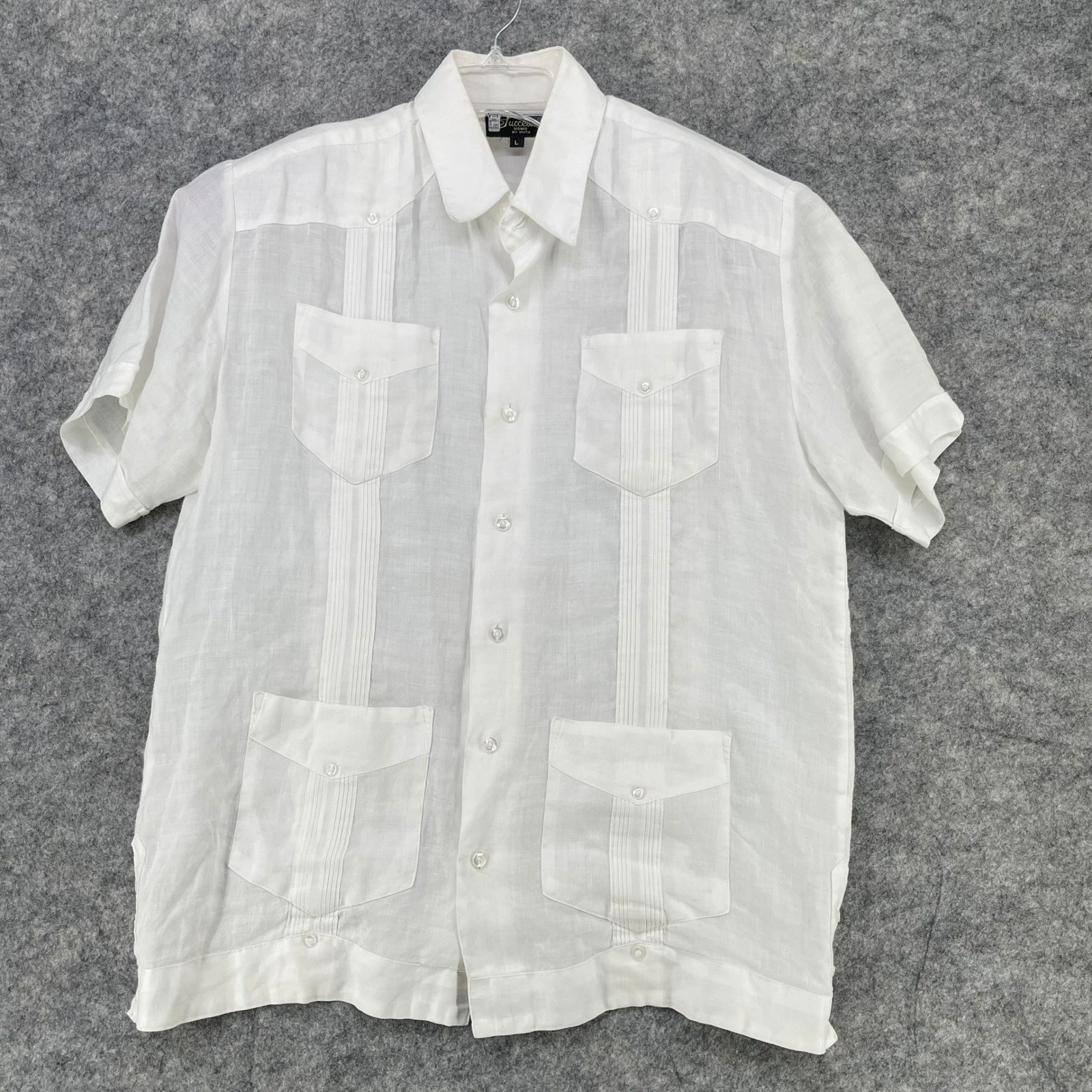 Successo Uomo Guayabera Shirt Men Large White 100% Linen Pleated Party Wedding
Opens in a new window