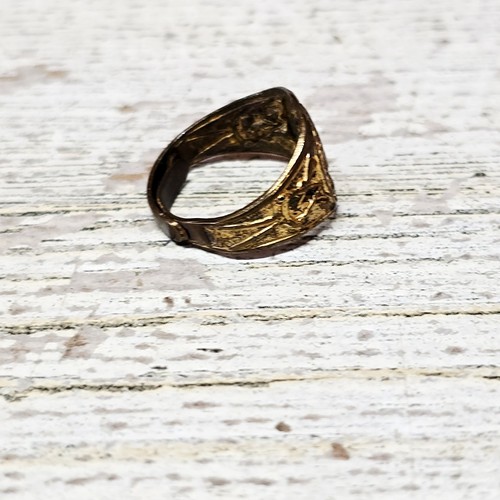 Anello ritratto DAVY CROCKETT anni 50 TONDO ottone regolabile - Foto 2 di 4