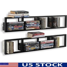 Floating Media Shelf Set Wall Mount Storage Tower DVDs CDs Games Home Decor New