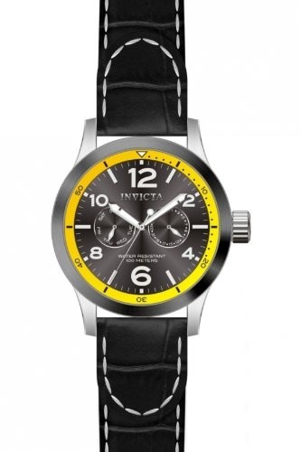 Invicta Force Grey Dial Black Leather Band Men's Watch 14141