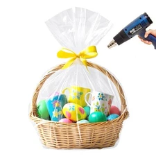 LazyMe Basket Cellophane Shrink Bags, 24x30 inch, Shrink Wrap Bags Large, Clear