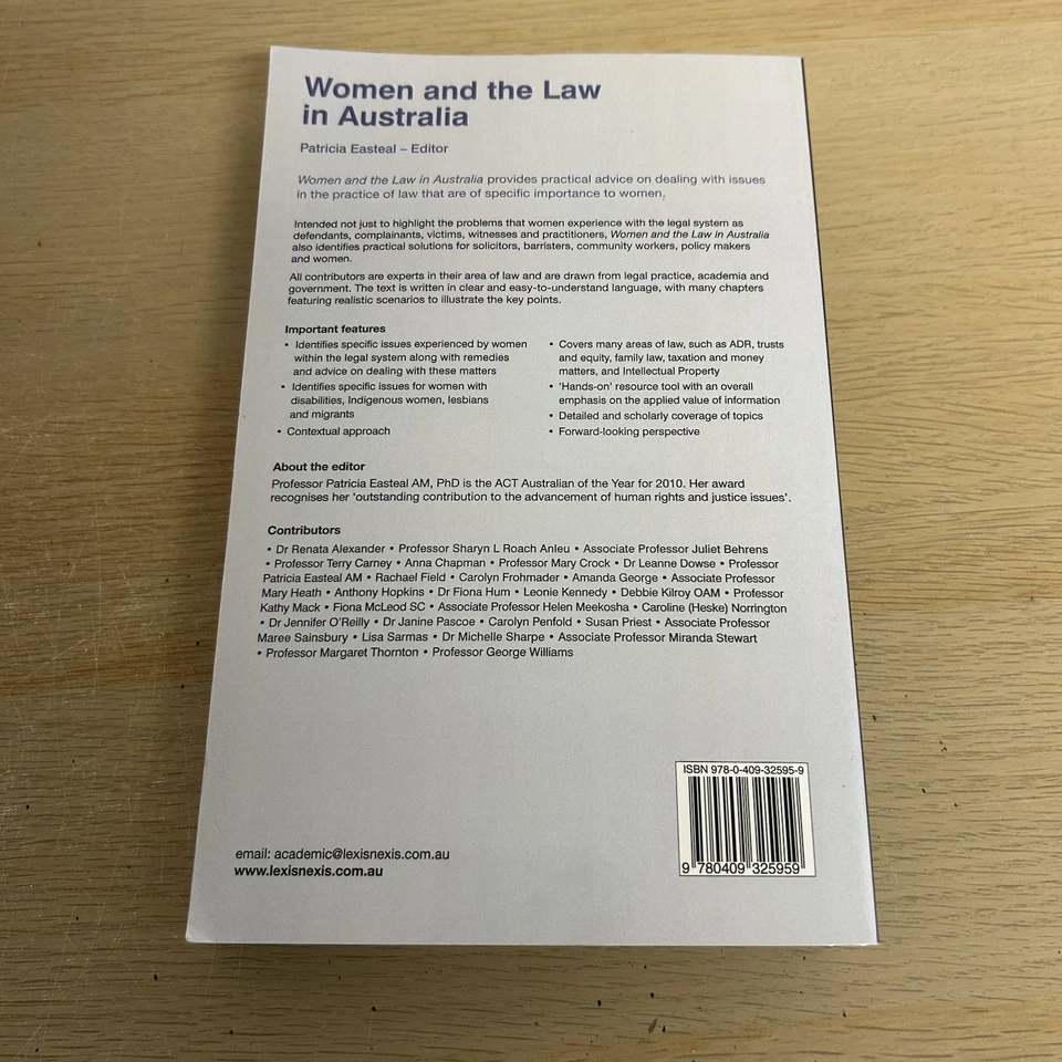 Women And The Law In Australia Patricia Easteal Editior Textbook - Image 2 of 4