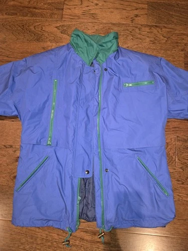 London Fog Men's Full Zip Nylon Jacket w/ Pockets Stand-Up Collar Blue/Green S image 4