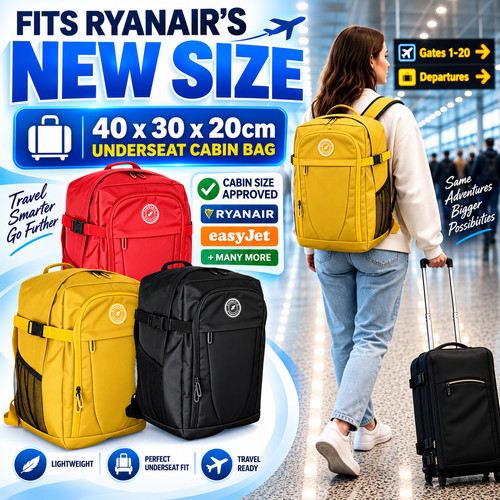 40x30x20cm Ryanair Approved Cabin Bag Underseat Hand Luggage Carry On Travel