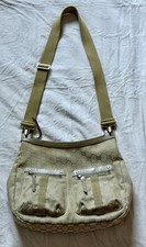 Gucci GG Canvas Utility Shoulder Bag Beige Tan Tom Ford Era Leather Trim Gold HW