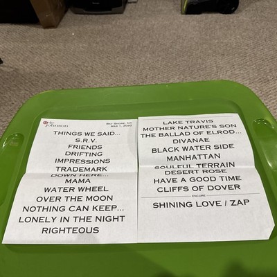 Eric Johnson 2 Page Set List & Ticket Stub 3/1/2020 Boulton Center Bayshore NY