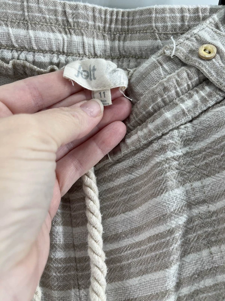 Pantalones de salón para mujer a rayas con cordón boho pierna ancha informales talla 11, sacudida Foto 2 de 3