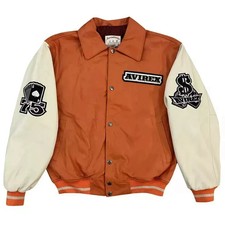 NEW Mens Avirex Hi-Rollers Varsity Genuine Cowhide Motorcycle Leather Jacket NWT