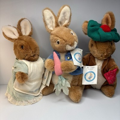 Vintage Eden Toy Beatrix Potter Peter Rabbit Mrs. Rabbit Benjamin Bunny Lot of 3