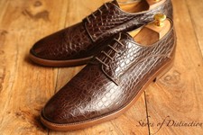 Oliver Sweeney Santo Tan Brown Crocodile Leather Derby Shoes UK 9.5 US 10.5
