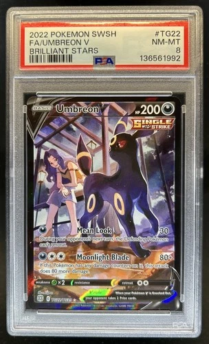 2022 Pokemon SWSH Brilliant Stars Umbreon V Trainer Gallery #TG22/TG30 PSA 8
