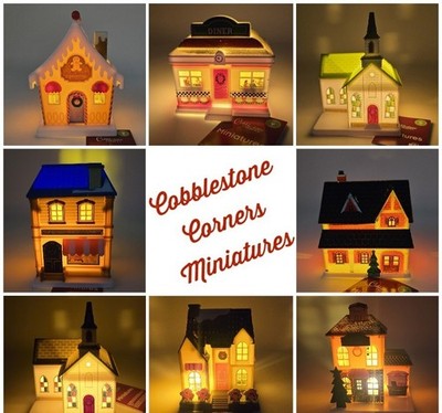 Cobblestone Corners Miniatures 5'' Christmas Village LED Holiday NEW *You Choose*