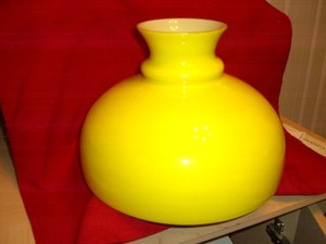 Vintage Antique 10” Fitter Yellow White Cased Glass Kerosene Oil Lamp Shade