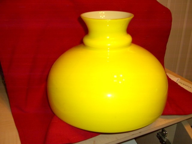 Vintage Antique 10” Fitter Yellow White Cased Glass Kerosene Oil Lamp Shade