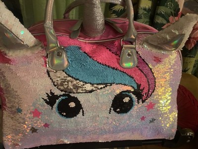   RARE Justice Unicorn Rolling Bag- Light-Up Wheels & Color-Changing Sequins! 