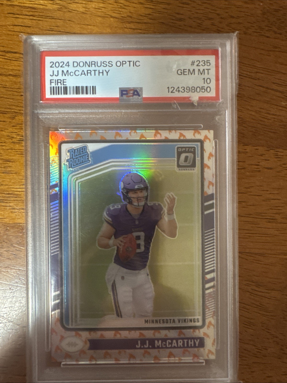2024 Panini Donruss Optic - Rated Rookie J.J. McCarthy #235 Fire Prizm (RC)