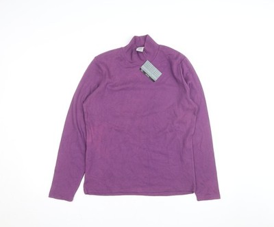 Geoffrey Beene Damen Pullover lila Stehkragen Langarm Baumwolle L
