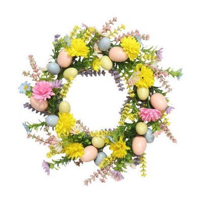 Easter Wreath Round Artificial Colorful Egg Wreath for Window Festival Party