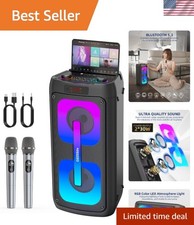 Karaoke Machine  Party Speaker with 2 Wireless Mics - Bluetooth 5.3, RGB Lights