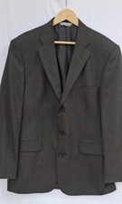 Stafford Executive Mens 42L 100 Wool Gray/Black Houndstooth Sport Coat Jacket