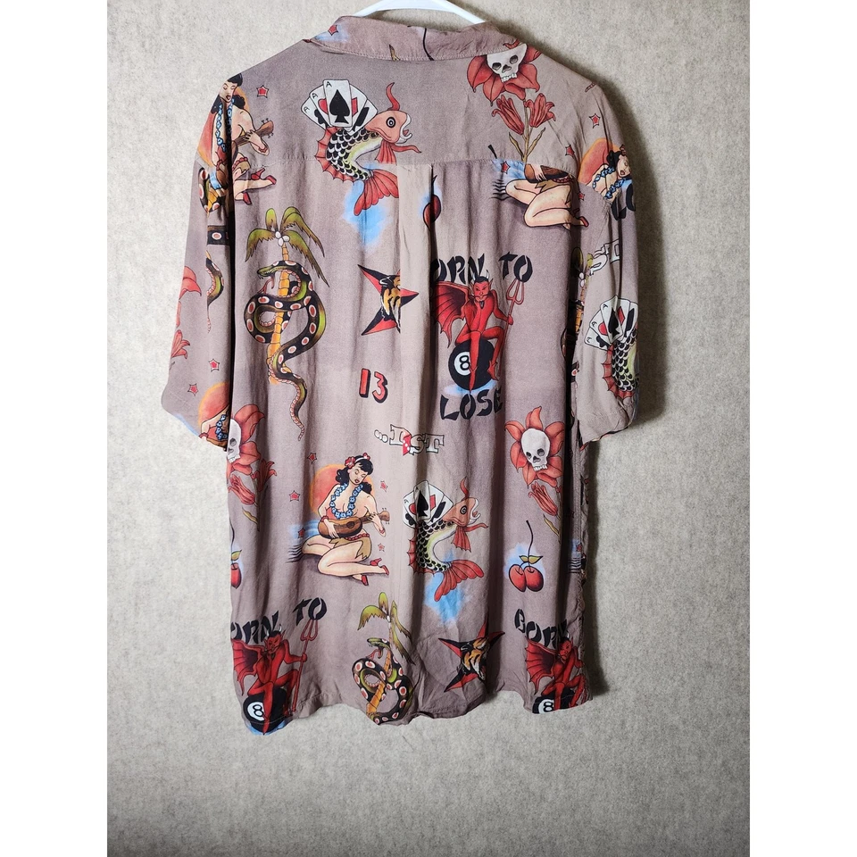 Ropa perdida Camisa caprichosa tejida marrón con botones talla XL Foto 2 de 4