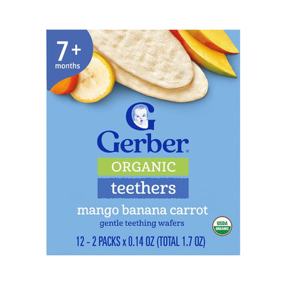 Teethers, Mango Banana Carrot Organic Teething Wafers, Baby Teething Snacks, 6PK