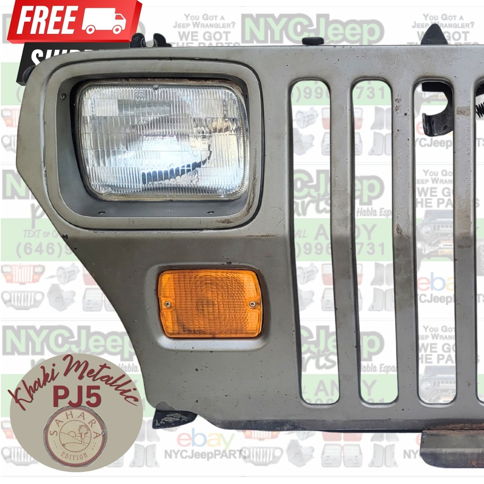 Sahara Khaki Metallic Front Grille 87-95 Jeep Wrangler YJ OEM Head Lights PJ5
