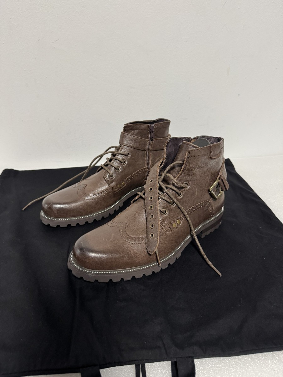 Joes Boots Mens Size 9 Brown Lace Up Combat Brogue Buckle Leather Shoes Rugged Men main image 3