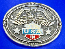 Born in Usa Live To Ride Ride To Live Eagle Shield America Pride Vtg Belt Buckle