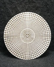 WG11101 *NOS* VINTAGE 1974 BERGAMOT ABSRTACT CIRCLE ARTWORK FASHION BELT BUCKLE