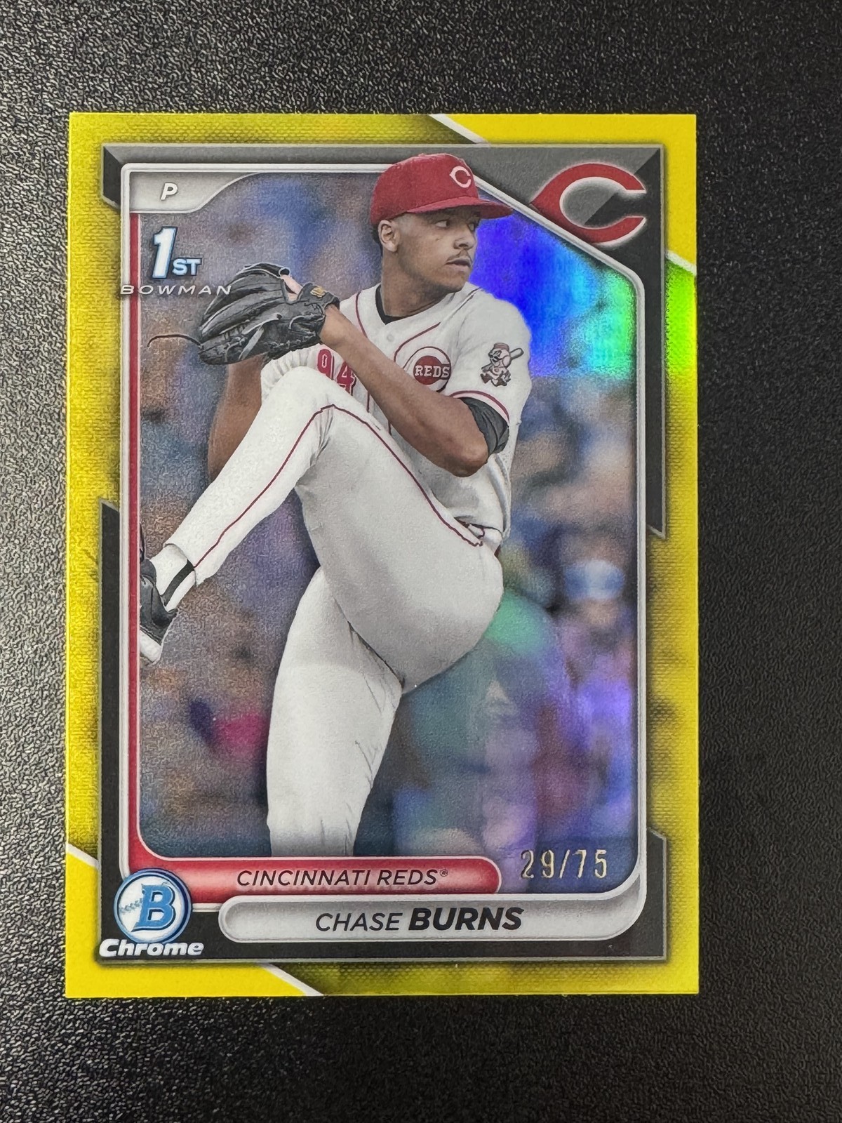 2024 Bowman Chrome Chase Burns #BCD-55 1st Bowman Yellow Refractor 29/75