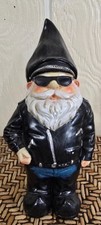 Biker Bearded Leather Jacket Indoor Garden Gnome Plaster Painted Small 9