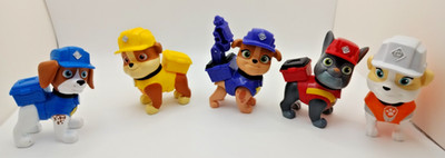 Paw Patrol Rubble & Crew Lot Of 5 Construction Pup Dog Figures Spin Master