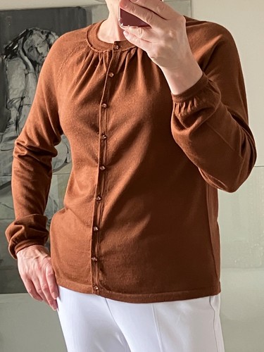 Boden Ladies Classic Long Sleeve Wool cardigan Cinnamon Brown Size UK 14 - Picture 3 of 10