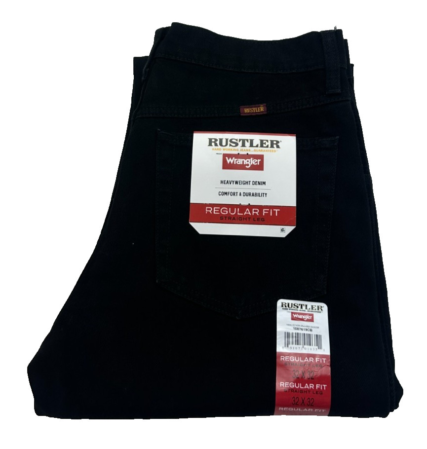 Rustler by Wrangler Regular Fit Straight Heavyweight Men's Jeans W32 L32 Black
